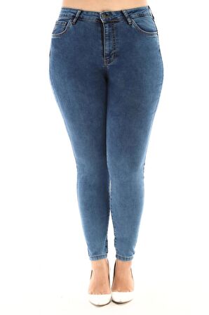 CEDY DENIM Kadın Yüksek Bel Skinny Fit Jeans Büyük Beden Kot PantolonC597