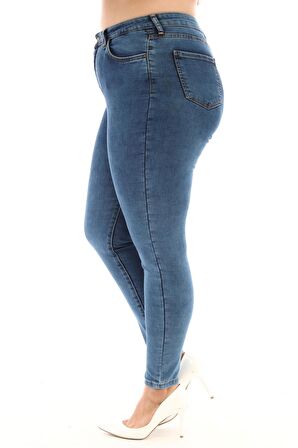 CEDY DENIM Kadın Yüksek Bel Skinny Fit Jeans Büyük Beden Kot PantolonC597