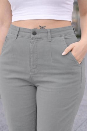 CEDY DENIM Kadın Büyük Beden Pileli Mom Jean Pantolon C600