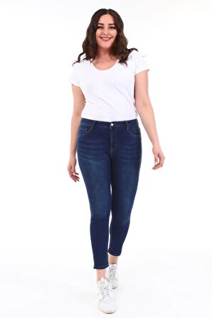 CEDY DENIM Kadın Yüksek Bel Skinny Fit Jeans Büyük Beden Kot PantolonC597