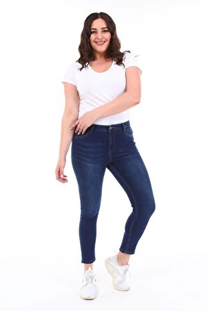 CEDY DENIM Kadın Yüksek Bel Skinny Fit Jeans Büyük Beden Kot PantolonC597