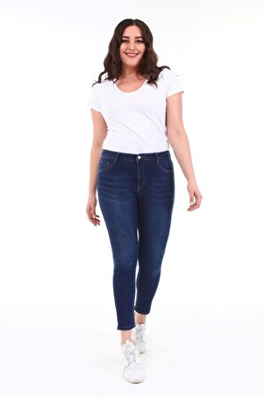 CEDY DENIM Kadın Yüksek Bel Skinny Fit Jeans Büyük Beden Kot PantolonC597