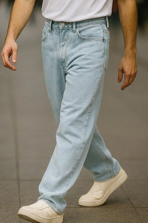 Erkek Yüksek Bel Bol Kesim Baggy Loose Fit Jean Pantolon-C352