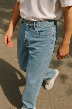 Erkek Yüksek Bel Bol Kesim Baggy Loose Fit Jean Pantolon-C352
