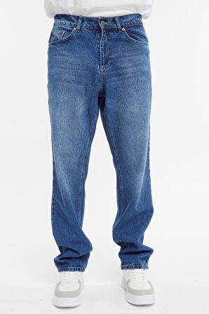 Erkek Yüksek Bel Bol Kesim Baggy Loose Fit Jean Pantolon-C352