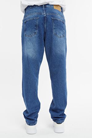 Erkek Yüksek Bel Bol Kesim Baggy Loose Fit Jean Pantolon-C352