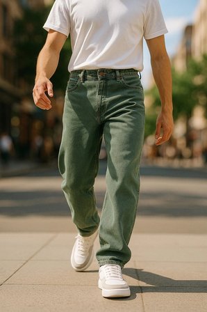 Erkek Yüksek Bel Bol Kesim Baggy Loose Fit Jean Pantolon-C352