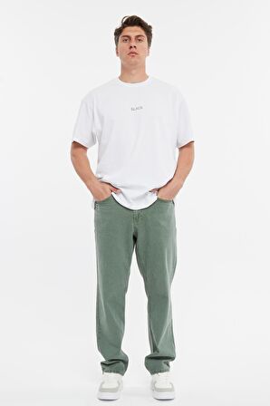 Erkek Yüksek Bel Bol Kesim Baggy Loose Fit Jean Pantolon-C352
