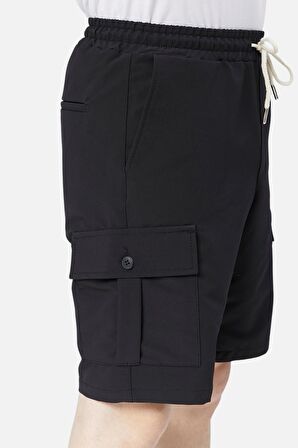Beli Lastikli Kargo Cepli Standart Fit Bağcıklı Erkek Şort C360