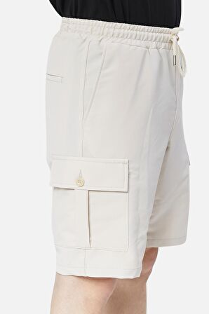 Beli Lastikli Kargo Cepli Standart Fit Bağcıklı Erkek Şort C360