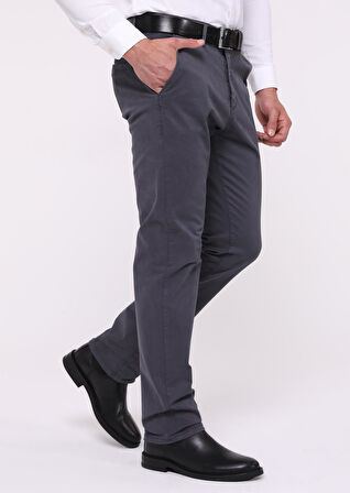 Erkek Likralı Yüksek Bel Regular Fit Bol Kesim Yandan Cepli Chino Klasik Pantolon