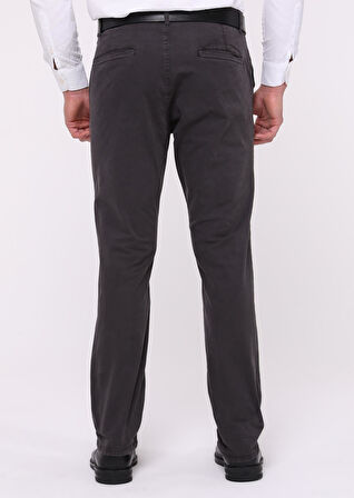 Erkek Likralı Yüksek Bel Regular Fit Bol Kesim Yandan Cepli Chino Klasik Pantolon