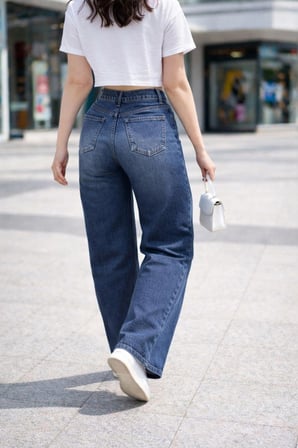 CEDY DENIM Kadın Palazzo Yüksek Bel Cotton Jean Pantolon 