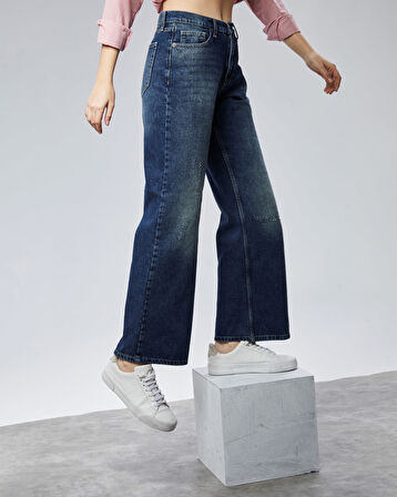 CEDY DENIM Kadın Palazzo Yüksek Bel Cotton Jean Pantolon 