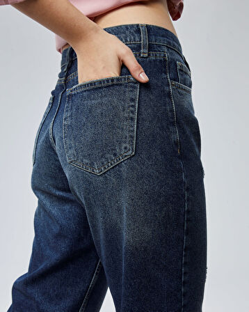 CEDY DENIM Kadın Palazzo Yüksek Bel Cotton Jean Pantolon 