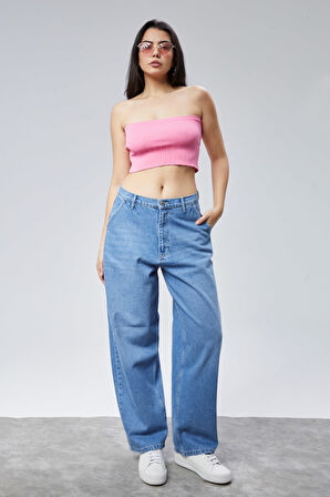 CEDY DENIM Kadın Yüksek Bel Baggy Skater Jean 