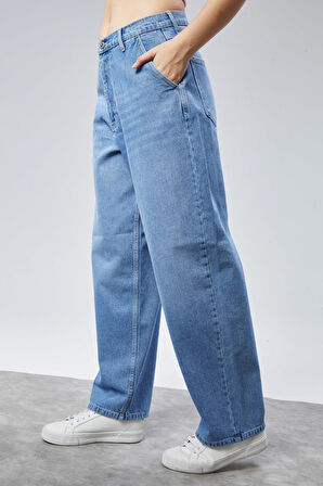 CEDY DENIM Kadın Yüksek Bel Baggy Skater Jean 