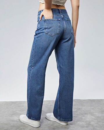 CEDY DENIM Kadın Yüksek Bel Baggy Skater Jean 