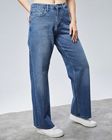 CEDY DENIM Kadın Yüksek Bel Baggy Skater Jean 