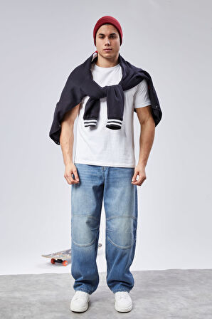 CEDY DENIM Erkek Yüksek Bel Skater Baggy JeanPantolon C362 