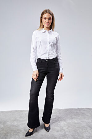 CEDY DENIM Yüksek Kalite Kadın 5 Cep Düşük Bel İspanyol Paça SkinnyFit Esnek Jean Pantolon C619