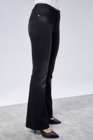 CEDY DENIM Yüksek Kalite Kadın 5 Cep Düşük Bel İspanyol Paça SkinnyFit Esnek Jean Pantolon C619