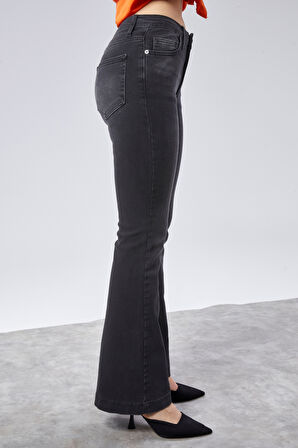 CEDY DENIM Yüksek Kalite Kadın 5 Cep Düşük Bel İspanyol Paça SkinnyFit Esnek Jean Pantolon C619