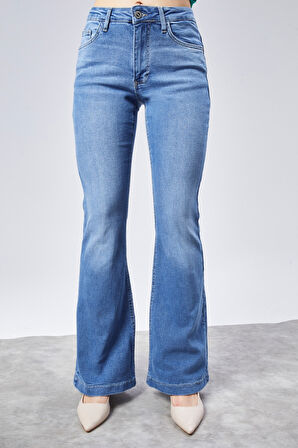 CEDY DENIM Yüksek Kalite Kadın 5 Cep Düşük Bel İspanyol Paça SkinnyFit Esnek Jean Pantolon C619