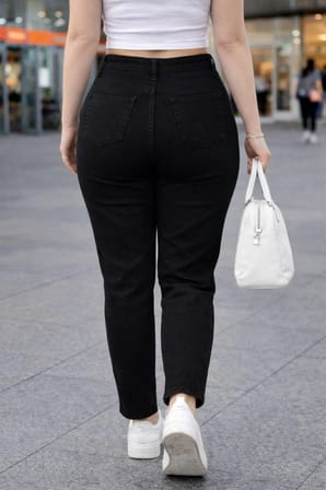 Mom Fit Jean Büyük Beden Yüksek Bel Carrot Kesim Dar Paça Pileli Esnek Kot Pantolon C600