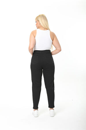 Mom Fit Jean Büyük Beden Yüksek Bel Carrot Kesim Dar Paça Pileli Esnek Kot Pantolon C600