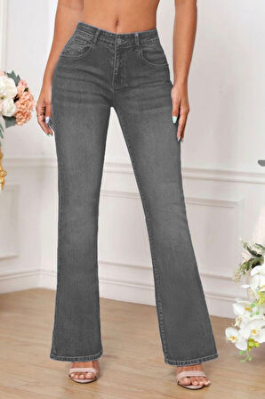 CEDY DENIM Yüksek Kalite Kadın 5 Cep Düşük Bel İspanyol Paça SkinnyFit Esnek Jean Pantolon C619