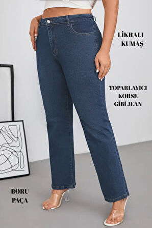 CEDY DENIM - Kadın Büyük Benden Boru Paça Yüksek Bel Regular Fit Likralı Pantolon  C626