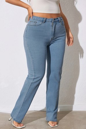 CEDY DENIM - Kadın Büyük Benden Boru Paça Yüksek Bel Regular Fit Likralı Pantolon  C626