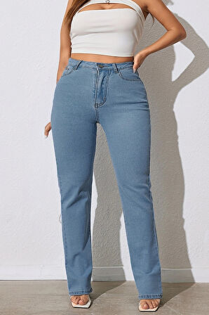 CEDY DENIM - Kadın Büyük Benden Boru Paça Yüksek Bel Regular Fit Likralı Pantolon  C626