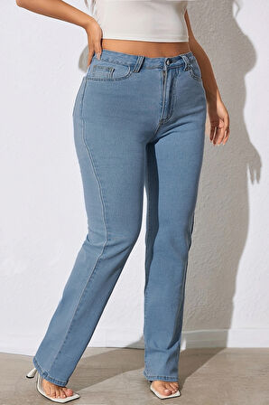 CEDY DENIM - Kadın Büyük Benden Boru Paça Yüksek Bel Regular Fit Likralı Pantolon  C626