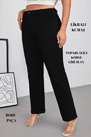 CEDY DENIM - Kadın Büyük Benden Boru Paça Yüksek Bel Regular Fit Likralı Pantolon  C626