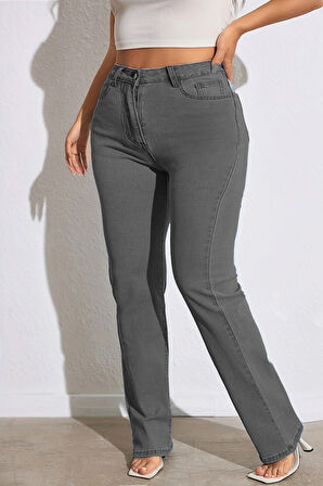 CEDY DENIM - Kadın Büyük Benden Boru Paça Yüksek Bel Regular Fit Likralı Pantolon  C626