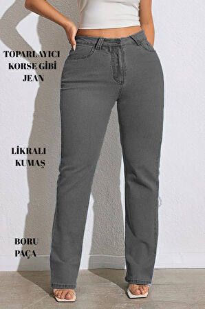 CEDY DENIM - Kadın Büyük Benden Boru Paça Yüksek Bel Regular Fit Likralı Pantolon  C626