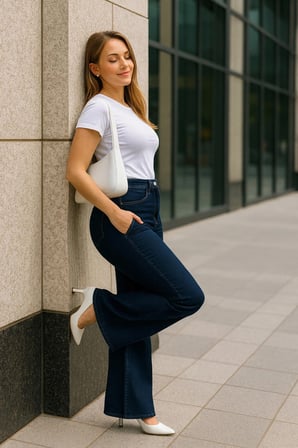 CEDY DENIM - Kadın Siyah Büyük Beden İspanyol Paça Yüksek Bel Skinny Fit Likralı Pantolon  C628