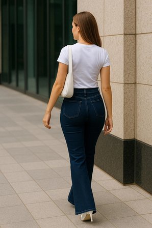 CEDY DENIM - Kadın Siyah Büyük Beden İspanyol Paça Yüksek Bel Skinny Fit Likralı Pantolon  C628
