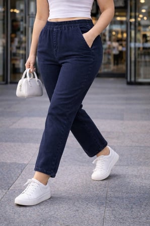 CEDY DENIM - Büyük Beden Likralı, Beli Lastikli Jean Pantolon  C636