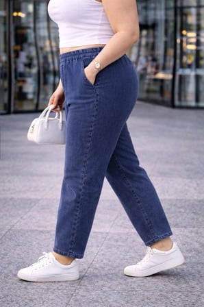 CEDY DENIM - Büyük Beden Likralı, Beli Lastikli Jean Pantolon  C636