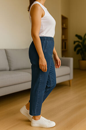 CEDY DENIM - Büyük Beden Likralı, Beli Lastikli Jean Pantolon  C636