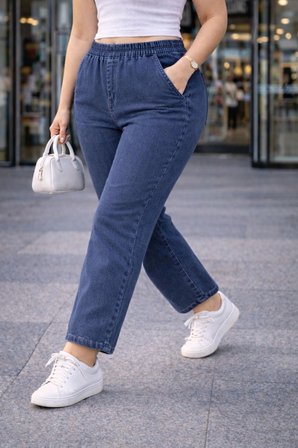 CEDY DENIM - Büyük Beden Likralı, Beli Lastikli Jean Pantolon  C636