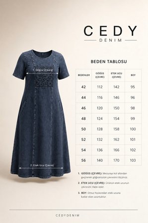 CEDY DENIM Taş İşlemeli Oversize Elbise Rahat Kalıp Günlük Şık Cep Detaylı Yazlık Kadın Elbise  