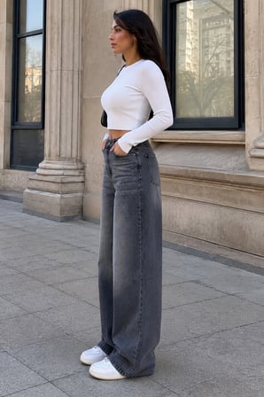 CEDY DENIM Ekstra Bol Kalıp Baggy Pantolon Yüksek Bel Sokak Stili Salaş Jean E7009