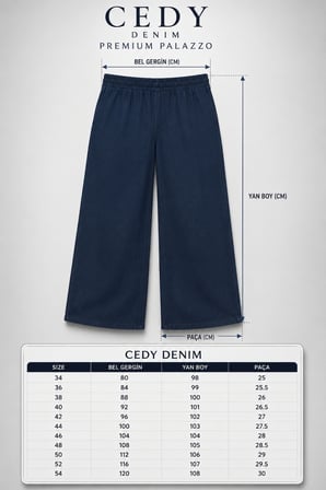 CEDY DENİM  Yazlık İnce Kumaş Cepsiz Yüksek Bel Lastikli Likralı Kadın Palazzo Pantolon C631