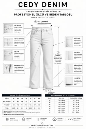 CEDY DENIM - Kadın Büyük Benden Boru Paça Yüksek Bel Regular Fit Likralı Pantolon  C626