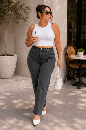 CEDY DENIM - Kadın Büyük Benden Boru Paça Yüksek Bel Regular Fit Likralı Pantolon  C626