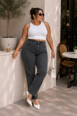 CEDY DENIM - Kadın Büyük Benden Boru Paça Yüksek Bel Regular Fit Likralı Pantolon  C626